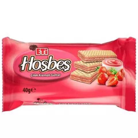 An image of a product called Vafli ETİ Hoşbeş 40qr Çiyələkli