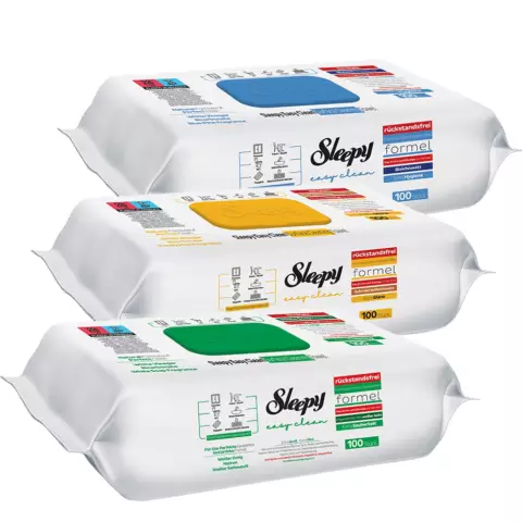 An image of a product called Nəm salfet Sleepy 100 ədədli