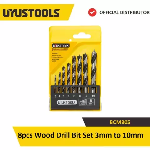 An image of a product called Uyustools Drel ucluğu dəsti (Taxta üçün 8-li set 3-10mm diametr) BCM805