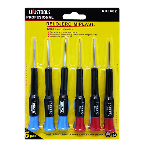 Uyustools Vintaçan dəsti (6-lı set İncə uclu- Qara tutacaqlı) RLU602