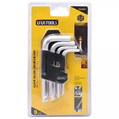 Uyustools Açar dəsti (9-lu set Top başlı /Altıbucaqlı/ qısa) YAA901