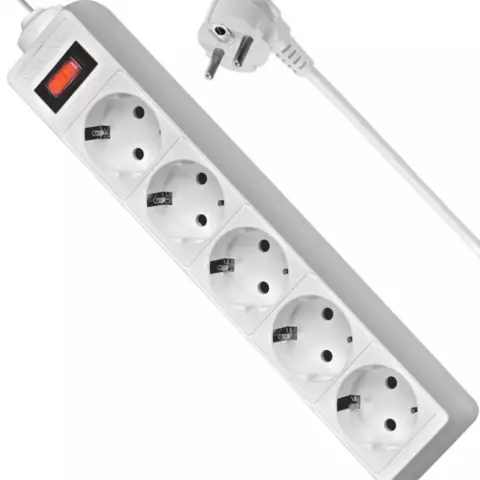 Elektrik uzadıcı DEFENDER ES 1.8 1.8m, white, 5 outlets