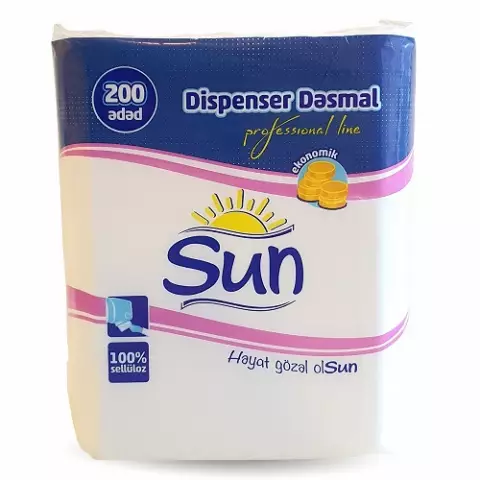 Dispenser Salfeti Z-qatlama Sun 200 ədədli