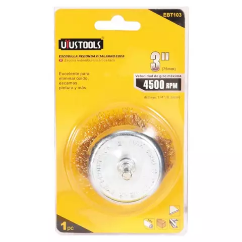 An image of a product called Uyustools Saplı fincan tel fırça (70mm) EBT103