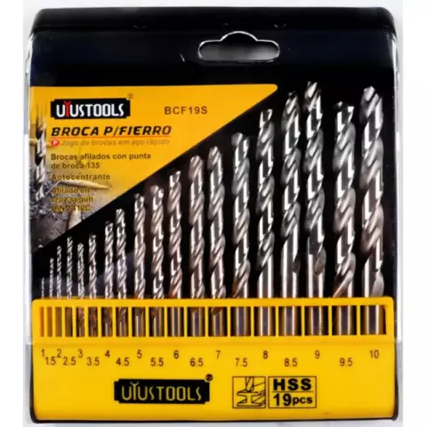 An image of a product called Uyustools Drel ucluğu dəsti (19-lu set 1-10mm diametr) BCF19S